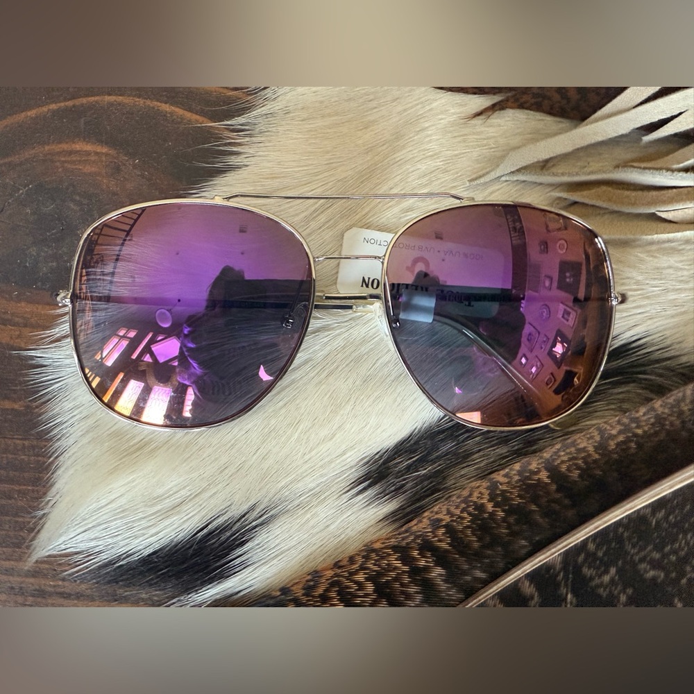 NEW True Religion Purple Blue UVA UVB Protection Aviator Mirror Sunglasses